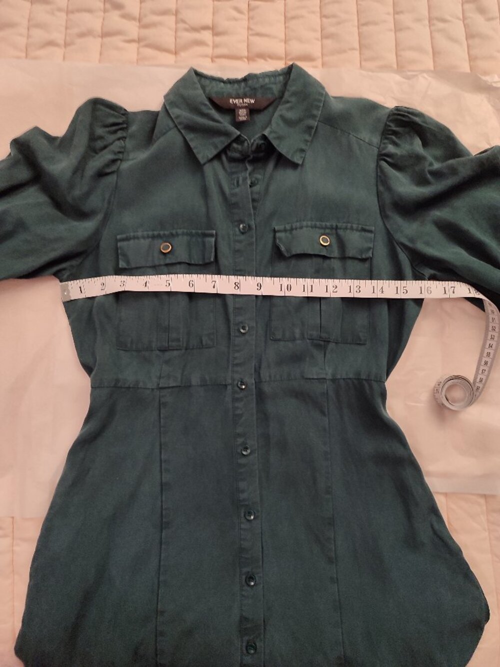 Ever New washed effect Lyocell Utility Maxi Shirt Dress Green US 2 Petite - Picture 5 of 11